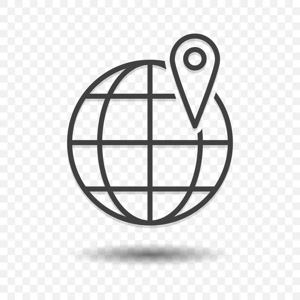 Global location transfer icon. Vector illustration on a transparent background.