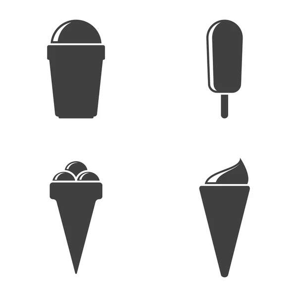 Icons of ice cream in different cups. Vector on white background — Stock Vector