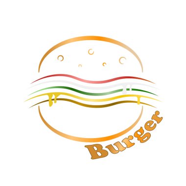 Logo Burger. Şirketiniz için beyaz bir arka plan üzerinde vektör çizim