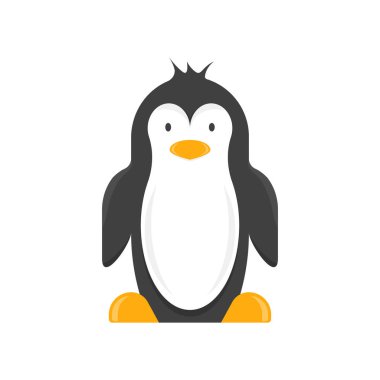 Bir karikatür penguen. Beyaz arka plan üzerinde vektör çizim