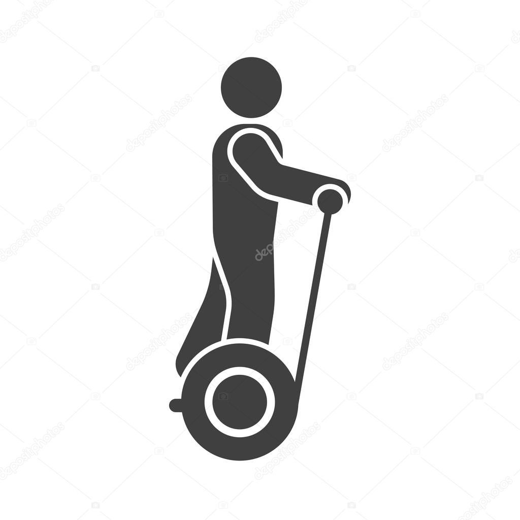 A mans icon on Segway. Vector on white background