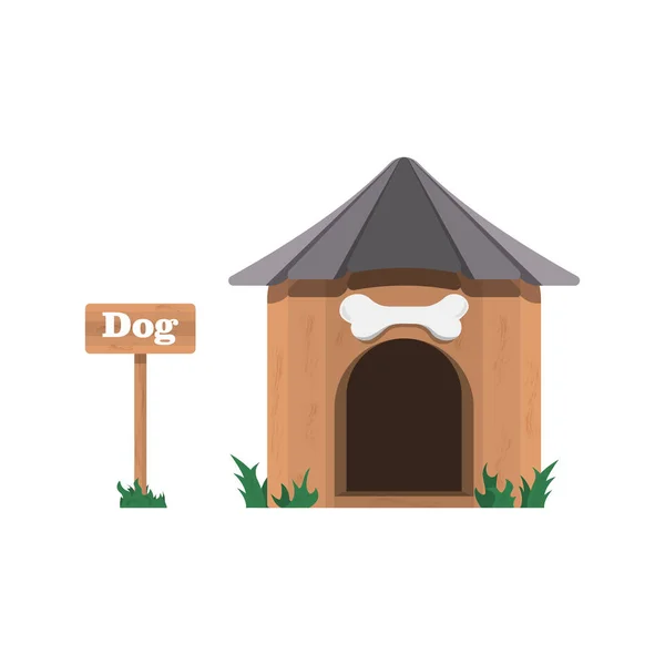 一个有标志的狗屋 白色背景上的矢量插图 — 图库矢量图片