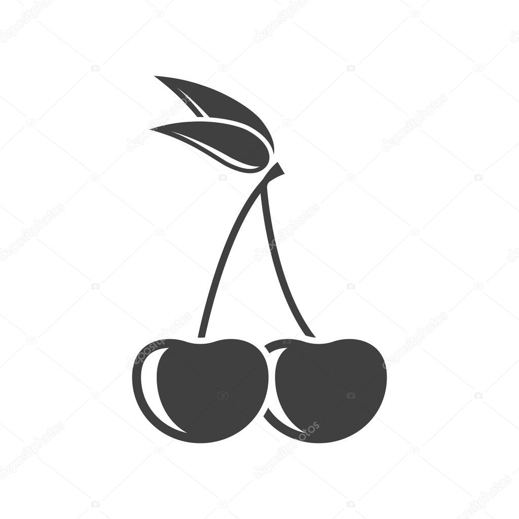 Icon cherry. Vector illustration on white background.