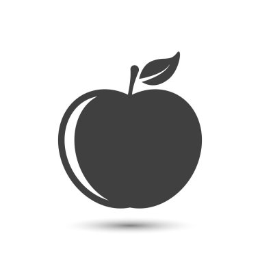 Simge apple ile bir yaprak. Beyaz arka plan üzerinde vektör.