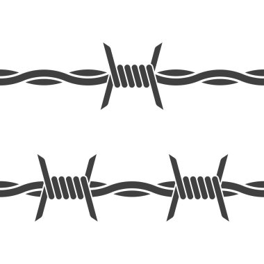 Dikenli tel. Beyaz arka plan üzerinde vektör. Beyaz arka planda kesintisiz simgesi