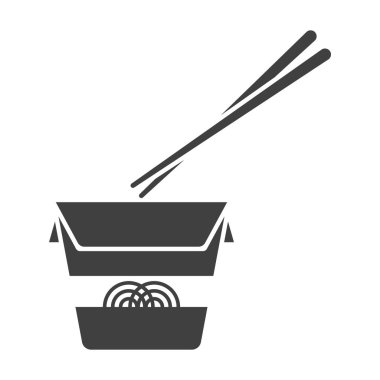 Bir kağıt kutu içinde Çin Eriştesi simgesi. Beyaz arka plan üzerinde vektör