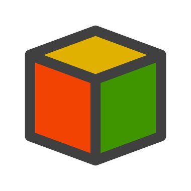 Çok renkli yüzü olan logo küpü. İzole vektör