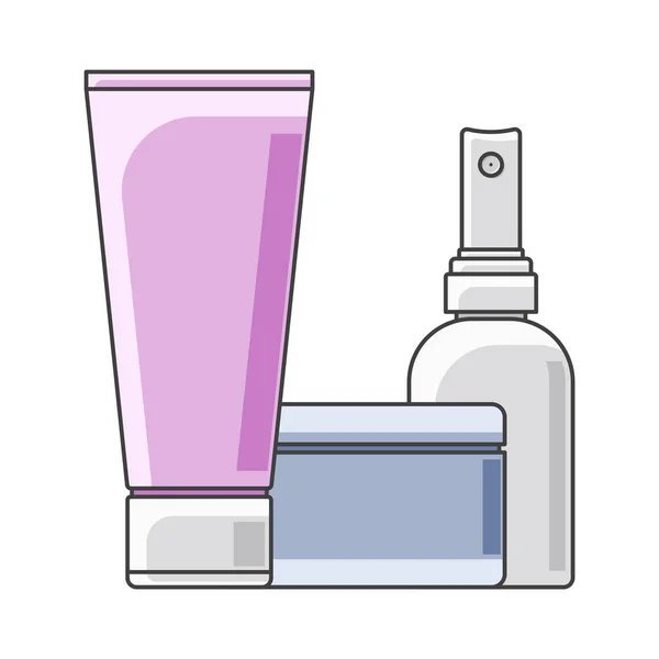 Tubo Iconos Latas Botellas Ejecución Multicolor Tubo Primer Plano Vector — Vector de stock