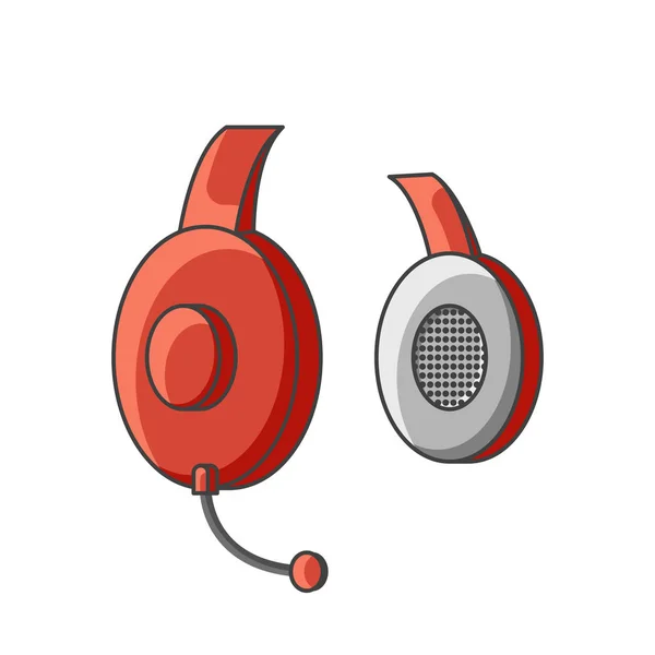 Icon Red Headphone Microphone Vector Illustration White Background — Stock Vector
