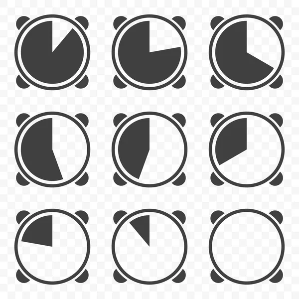 Conjunto Iconos Temporizadores Sobre Fondo Transparente Vector — Archivo Imágenes Vectoriales