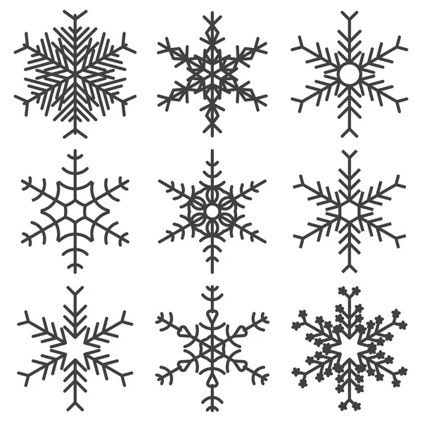 Conjunto de iconos de copos de nieve. Vector sobre fondo blanco . — Archivo Imágenes Vectoriales