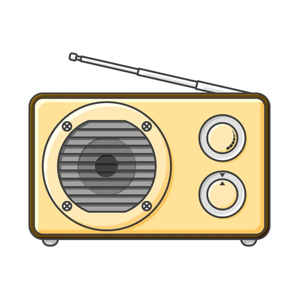 Analog radio icon with a large speaker and signal and sound adjustment knobs. Vector illustration on white background. — Stock Vector