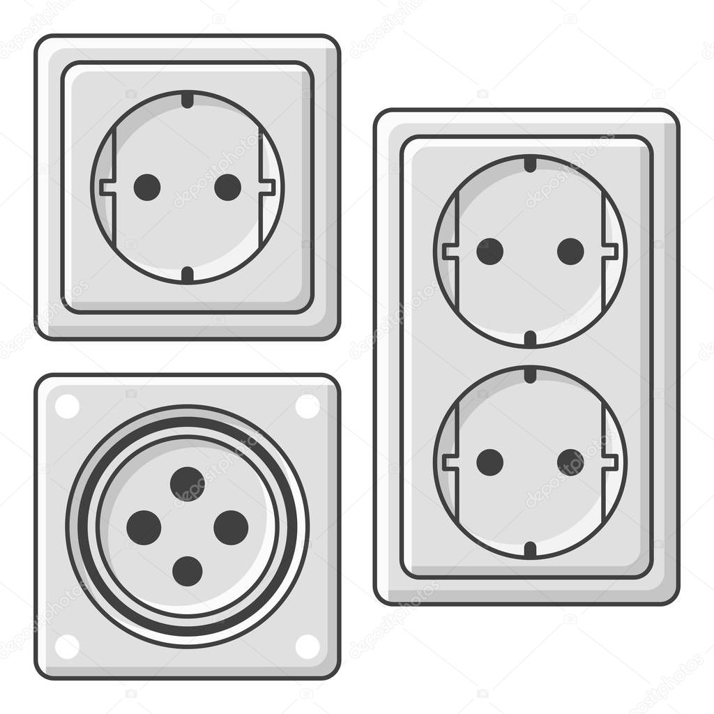 A set of sockets. Vector illustration on white background.