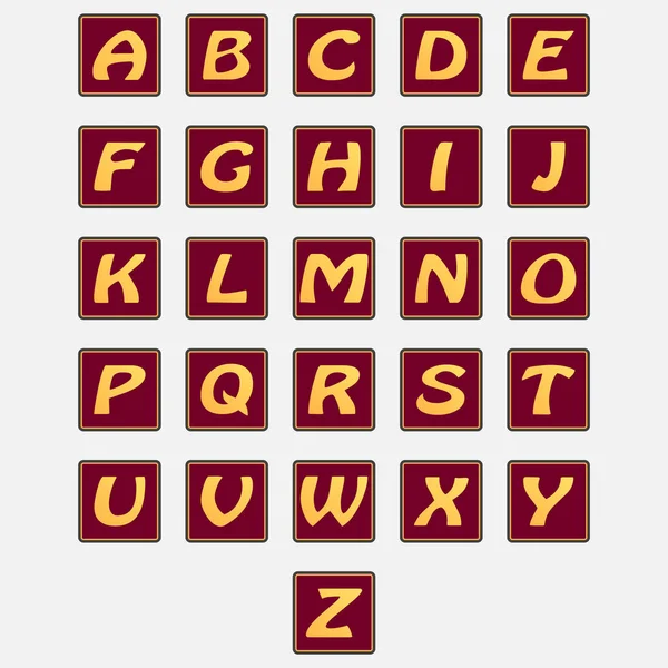 Alphabet anglais. Un ensemble complet de lettres dans des cadres élégants. Vecteur sur fond blanc . — Image vectorielle