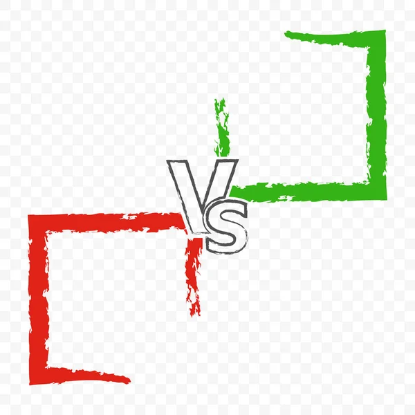 Cornice schermo Versus per le tue immagini in verde e rosso su uno sfondo trasparente. Illustrazione vettoriale . — Vettoriale Stock