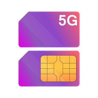 SIM kart 5g Internet için. Beyaz arka plan üzerinde vektör çizim.