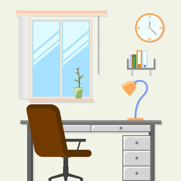 Habitación con mesa y silla. Lugar de trabajo. Ilustración vectorial . — Vector de stock