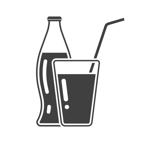 Icono botella y vaso de soda con un tubo en un nuevo diseño. Vector sobre fondo blanco . — Vector de stock