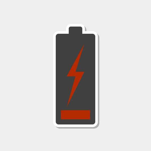 Batterie-Symbol mit weißem Strich. Sticker-Stil. Vektor-Illustration auf weißem Hintergrund. — Stockvektor