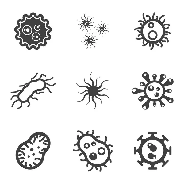 Conjunto de iconos de virus y bacterias. Vector sobre fondo blanco . — Vector de stock