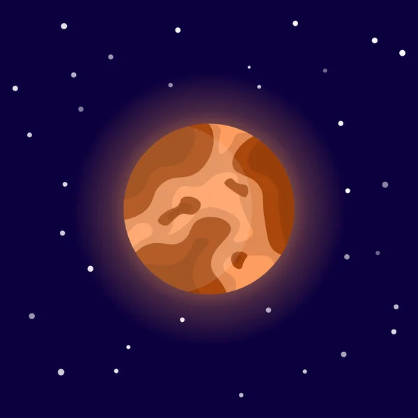 Planeta Mercurio. Ilustración vectorial de dibujos animados en el fondo cósmico . — Vector de stock