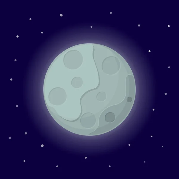 月のアイコン。宇宙の背景に漫画ベクトルイラスト. — ストックベクタ