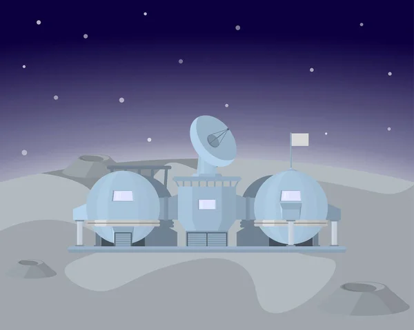 Moon Station. Vektor illustration av en forskningsstation för utvinning av helium-3. — Stock vektor