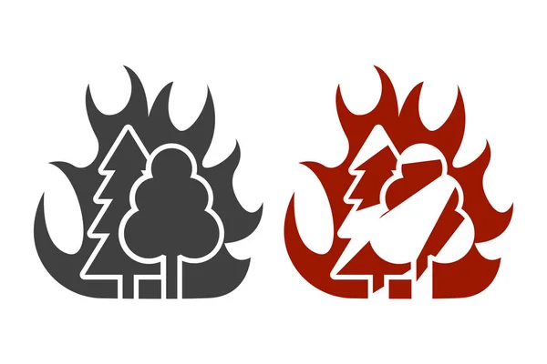 Icon of high forest fire risk. Two design options. Vector on white background. — Stock Vector