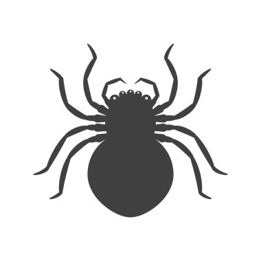 Simge kesinlikle siyah örümcek. Beyaz arka planda vektör.