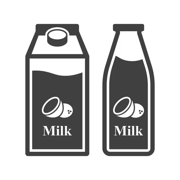 Icono de leche de coco en una botella de vidrio y embalaje de papel. Vector sobre fondo blanco . — Vector de stock