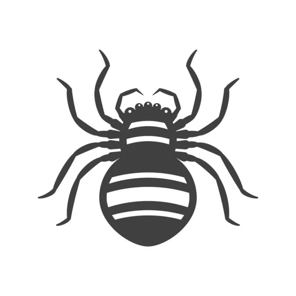 Ікона чорного павука з білими смугами. Вектор на білому тлі . — стоковий вектор