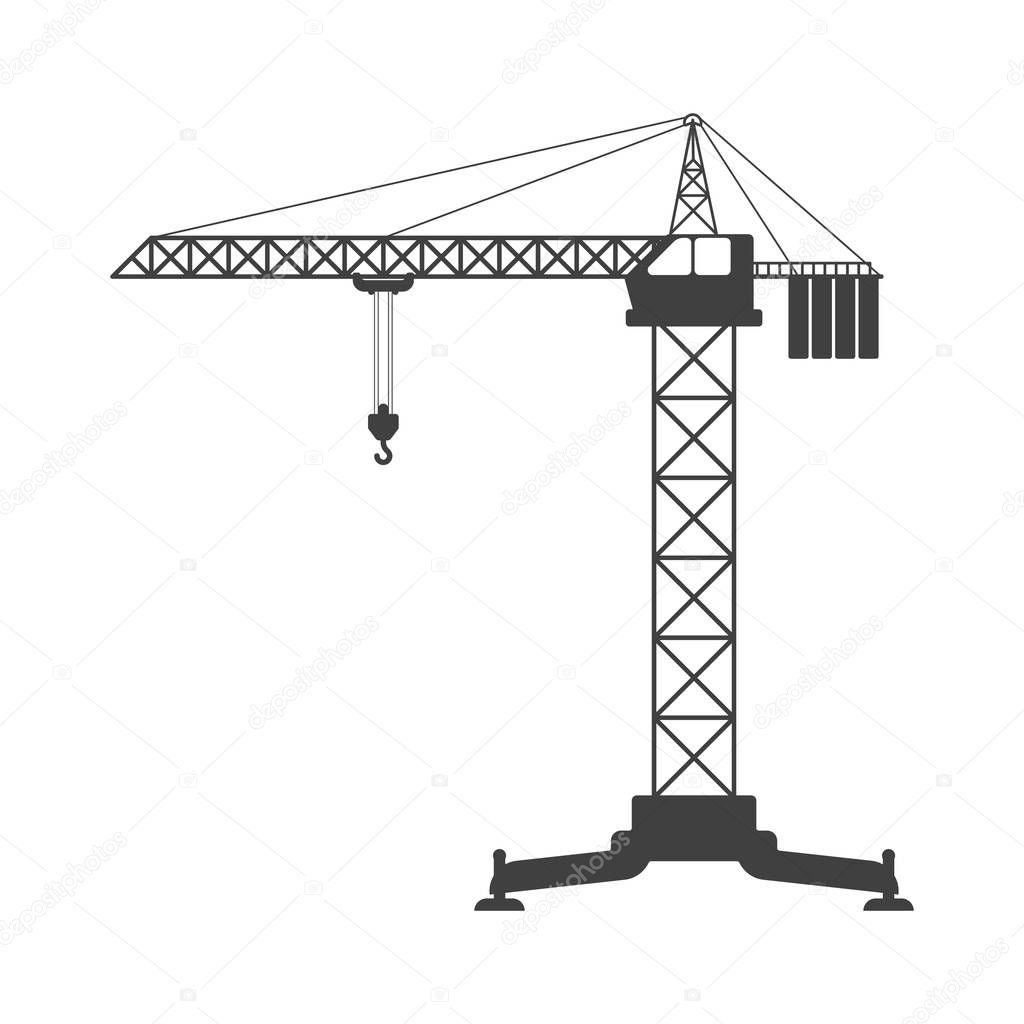 Tower crane icon. Vector on a white background.