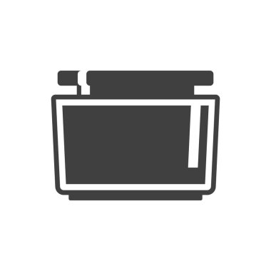 Krem için cam bir kavanoz simgesi. Beyaz arka planda vektör.