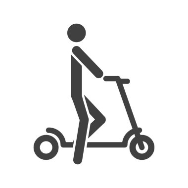 Scooter'daki simge adam. Beyaz arka planda vektör.