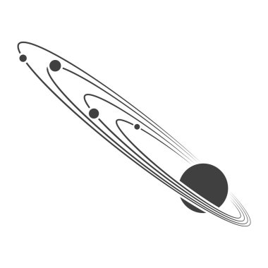 Güneş'in etrafındaki gezegenlerin yörüngelerinin simgesi. Beyaz arka planda vektör.