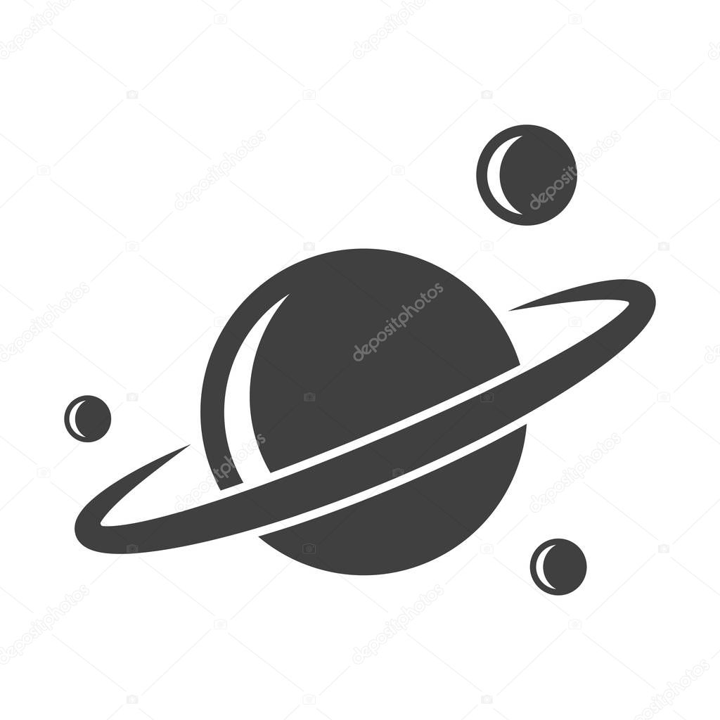 Saturn icon with satellites. Vector on a white background