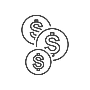 Düşen paraların simgesi. Beyaz arkaplanda bir vektör.