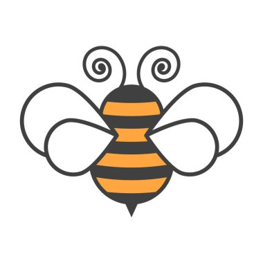 Arı simgesi. Temiz bir arkaplanda çizgi film görüntüsü. Beyaz arkaplandaki izole vektör