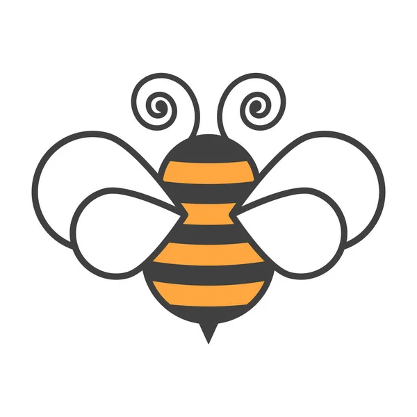 蜜蜂的图标 背景清晰的卡通形象 白色背景上的分离向量 — 图库矢量图片