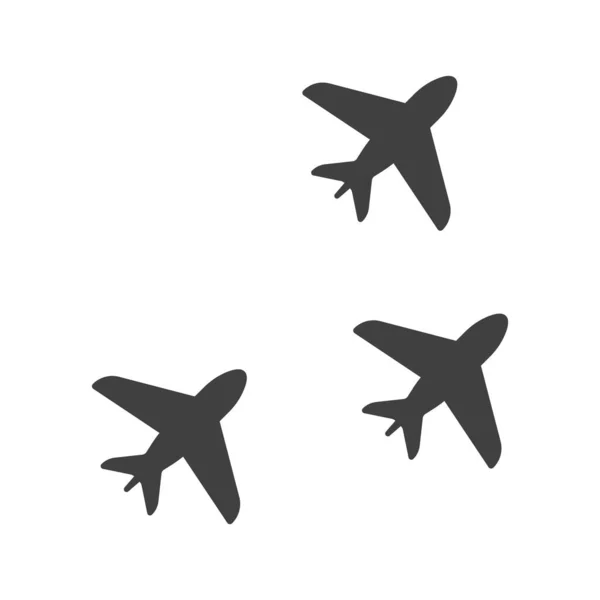 Ikoon van verschillende vliegtuigen die in één richting vliegen. Simpel glyph beeld. Geïsoleerde vector op een witte achtergrond. — Stockvector