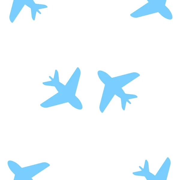 Nahtloses Muster mit Flugzeugen, die in unterschiedlichen Höhen aufeinander zufliegen. Isolierte Vektorillustration auf einem sauberen Hintergrund. Überall 2 Flugzeuge. — Stockvektor