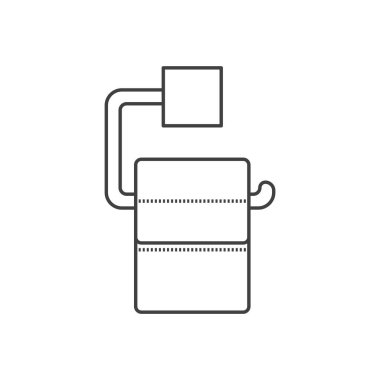 Tuvalet kağıdı ikonu. Askıya alınmış bir rulonun basit bir görüntüsü. Ön tarafta. Beyaz arkaplanda izole edilmiş doğrusal vektör.