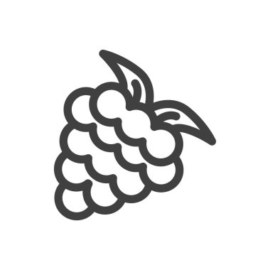 Üzüm ikonu. Bir demet üzüm. Basit minimalist görüntü. Beyaz arkaplanda izole edilmiş vektör.