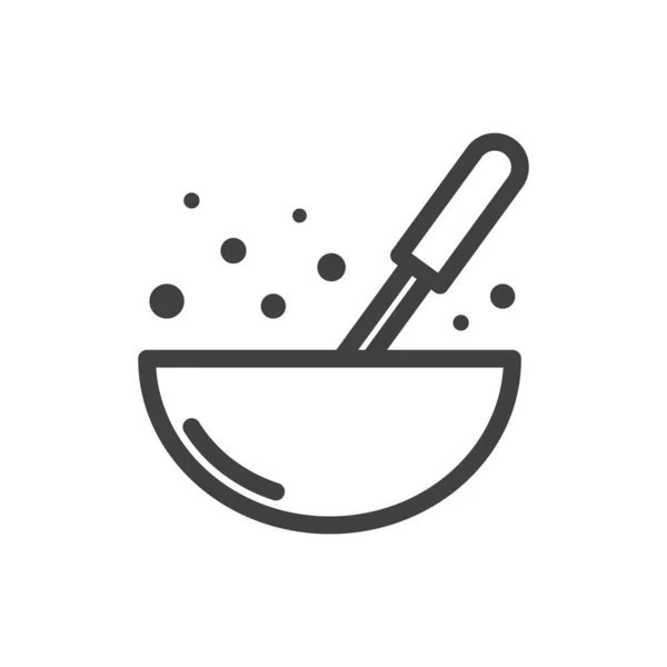 Ікона кулінарної миски з вусами для змішування. Просте лінійне зображення. Ізольований вектор на білому тлі . — стоковий вектор