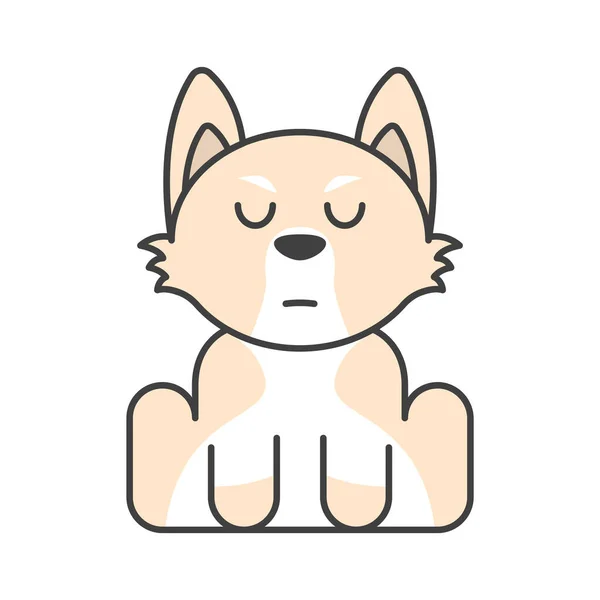 Cute puppy in beige colors. Serious muzzle. Meditation. Isolated vector illustration on white background. — Stock Vector