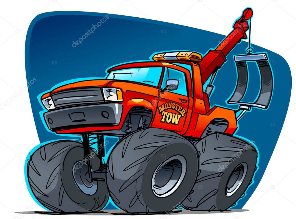 Monster Tow Truck Cartoon Vector Illustration Premium Vector In Adobe Illustrator Ai Ai Format Encapsulated Postscript Eps Eps Format New car city cartoon for kids with tom the tow truck, carl supertruck, matt the police car, frank the firetruck and troy. monster tow truck cartoon vector
