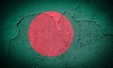 Bozuk duvarda Bangladeş bayrağı