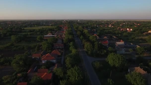 Filmagem Aérea Drones Uma Pequena Aldeia Uma Terra Plana — Vídeo de Stock