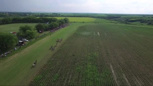 Corrida Cavalos Metragem Aérea Drone — Vídeo de Stock