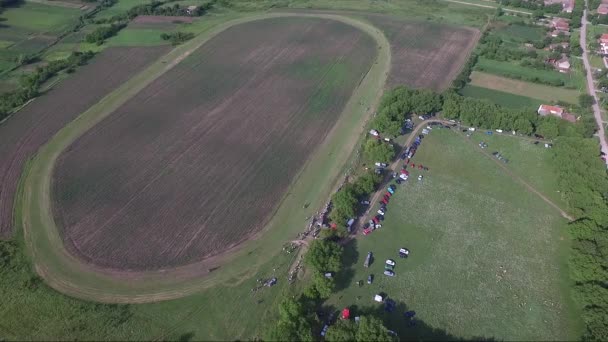 Paardenrennen Drone Luchtfoto Beeldmateriaal — Stockvideo